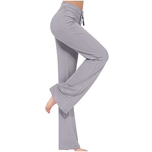 Christmas Deals Yoga Trousers for Women UK Plus Size Casual Flared Pants Modal Bootcut Trousers High Waisted Solid Trousers Bootleg Pants Running Workout Joggers Ladies Casual Wear Elasticated Trousers Gray 3XL