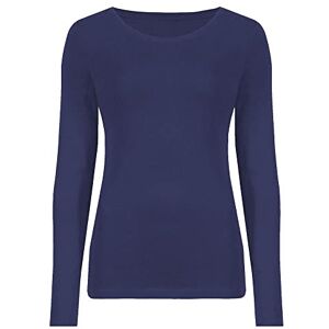 Hamishkane New Ladies Long Sleeve Crew Neck Plain Casual Stretchy Tee Basic Fit T-Shirt Top Navy