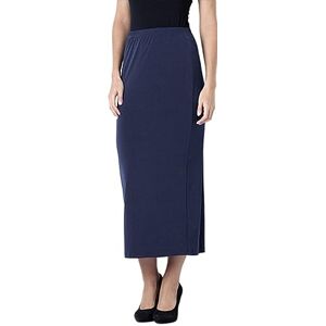 UK Dispatch Long Pencil Skirt PonteRoma Jersey Lower Rear Split Ladies Plus Size,20,Blue