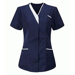 Womens Tops 230512hhxdxuk77280 Blouses for Women UK Elegant Satin V Neck Tops for Women UK Nurses Tunics Short Sleeve Tops Yoga Health Uniform Clinic Maid Ive Clothing Tunic Carer Blouse Shirt Navy