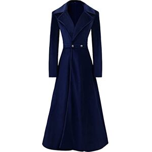 Kleid Schulterfrei Trench Coat Women's Winter Floor Length Wool Coat Long Sleeve Slim Fit Women Wear Long Vintage Parka Elegant Winter Jacket Autumn Lapel Overwear Coat Winter Jacket Length Ankle Winter Jacket, blue, XL