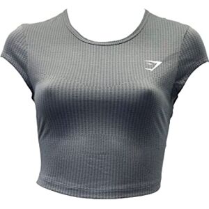 GYMSHARK Womens Apex Perform Mesh Crop Top, Charcoal Grey, Small [Variation]