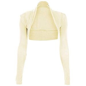 Zaif & Hari Women’s Girls Long Sleeve Plus Size Bolero Shrug TOP Ladies Open Crop Cardigan TOP Size 8-26 (Cream, S/M (UK 8-10))