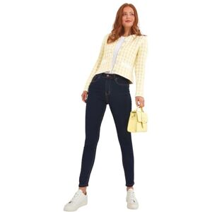 Joe Browns Women's Wool Blend Heavyweight Knit Cropped Tweed Patterned Cardigan Jacket Sweater, Yellow, UK 10