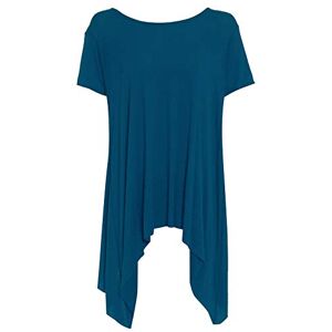 Fashion Star Womens Plain Cap Sleeve Hanky Hem Flared Top Cap Sleeve Teal S/M (UK 8/10)