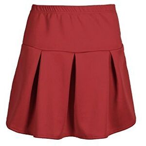 Be Jealous Womens Elasticated High Waist Bottom Pleated Flared Mini Skater Skirt Wine