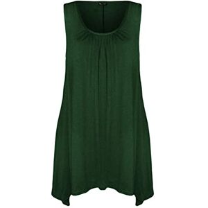 Candid Styles Ladies Summer Tops Womens Sleeveless Hanky Hem Vest Top Tunic Ladies Blouse Loose Fit Flared Swing Dress Plus Size 16-18 Bottle Green