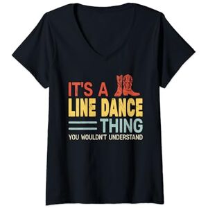 Country Dance Line Dancing Vintage For Women Womens It's a Line Dance Thing men retro Line Dancer line dancing V-Neck T-Shirt