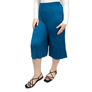 Luxe DIVA Womens Ladies Plain 3/4 Length Short Palazzo Trousers Casual Wide Leg Culottes Pants Plus Sizes UK 8-26 Teal