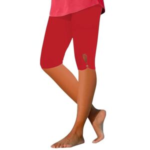 Generic Capri Leggings for Women Knee Length Comfy Lightweight Summer Casual Soft Cut Out Lounge High Waisted Beach Capri Yoga Pants Red