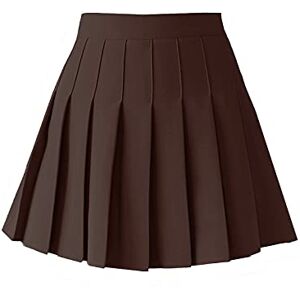 ZHANCHTONG Women's High Waist A-Line Pleated Mini Skirt Short Tennis Skirt - brown - Large