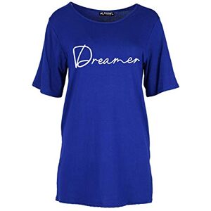 Fashion Star Womens Printed Baggy Stripes Short Sleeve Oversized T Shirt Top Plus Size (UK 16/18) Dreamer Royal Blue