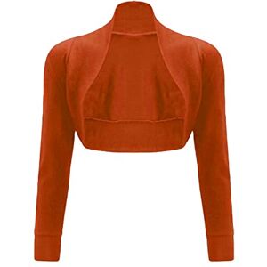 LADIES LONG SLEEVE PLUS SIZE BOLERO SHRUG TOP WOMENS OPEN CARDIGAN TOP SIZE 8-26 (UK Size S/M 8-10, Rust)