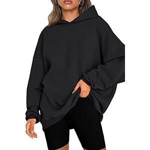 KINGFEN Womens Oversized Hoodies Sweatshirts Fleece Hooded Pullover Tops For Women Uk Sweaters Casual Fall Fashion Women Sweatshirts Black UK14 UK16