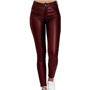 NIULI Scrunch Butt Leggings for Women, Push Up Opaque Pants High Waist Slim Fit (Color : Red Wine, Size : L)