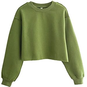 Amazhiyu Women's Cropped Sweatshirt Pullover Fleece Cropped Hoodie Long Sleeves Casual Crop Top for Fall Winter,Green