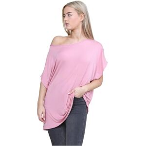 Hamishkane&#174; Bardot Baggy Style Oversized T Shirt for Women - New Plain Women's Off The Shoulder Batwing Top, Fashionable Ladies Tops for Casual & Party Wear Rose Pink