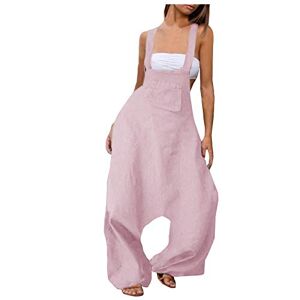 Janly Clearance Sale Women's Dungarees, Women Solid Romper Long Playsuit Button Loose Overalls Pocket Jumpsuit for Summer Holiday