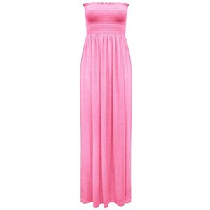 Pure Fashion Star Womens Boobtube Bandeau Sheering Maxi Dress Baby Pink UK 18