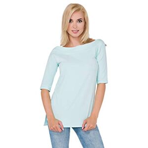 SOFTSAIL Women's Casual Cotton 3/4 Sleeve Plain Style Tunic Boat Neck Shirt Universal Size 8-16 UK FT2756 Baby Blue