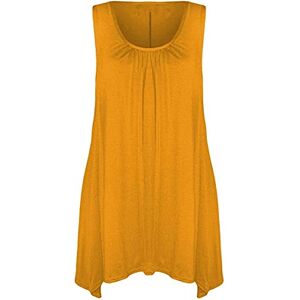 Candid Styles Ladies Summer Tops Womens Sleeveless Hanky Hem Vest Top Tunic Ladies Blouse Loose Fit Flared Swing Dress Plus Size 20-22 Mustard