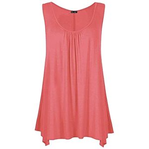 Zafs Ladies Summer Tops Womens Tops Vest Tops women UK Womens Tunic Tops Ladies tops Sleeveless Blouse Plus size Swing Flared Tops Ladies Long Tops Size 8-30 Coral 28-30