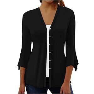 Clearance!Hot Sale!Cheap!Prime Day 2023! AMhomely Cardigans for Women UK Beach Cover Up Vintage Floral Summer 3/4 Sleeve Cardigan Trendy Button Open Front Lightweight Kimono Cardigans Casual Blouse Tops Loose Soft Outwear Tops, 1* Black