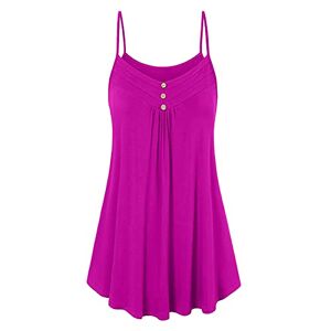 ⭐tops For Women Uk,230304a53329 Summer Tops for Women UK, Womens Crew Neck Sweatshirts UK, Exercise Tops Women Button Pleated Spaghetti Strap Vest Camisole Loose Work Blouses Clearance Mothersday Gifts Hot Pink