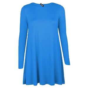 Shopygirls Womens Plain Long Sleeve Stretch A Line Skater Flared Swing Dress Top Plus Size T-Shirt 8-26 (24, Torquoise)