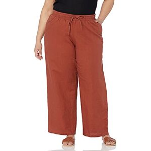 Amazon Essentials Women's Linen Blend Drawstring Wide Leg Trouser (Available in Plus Size), Terracotta, XL Plus