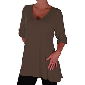 Eyecatch - Shellie Womens Casual V Neck Tunic Ladies Flared Long Top Brown Size 20