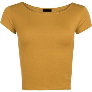 Generic MMK&#174; Women’s Casual Plain Short Sleeve Crop Top T-Shirt – Ladies Slim Fit Summer Cropped Tee Top Shirts (Mustard, 12-14)