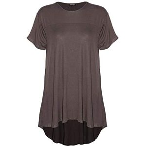 Be Jealous Womens Oversized Short Sleeve Hi Lo Baggy Dip Hem T Shirt Top Swing Dress T Shirt Mocha M/L (UK 12/14)