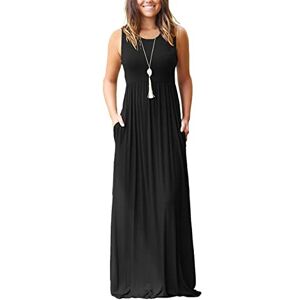 Stikbox PCEAIIH Women's Casual Sleeveless Maxi Dress Loose Long Dresses with Pockets (L-B-Black)