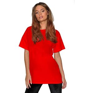 Hamishkane New Ladies Plain Short Sleeve Round Neck Basic Summer Oversized Baggy T-Shirt Top Red