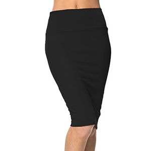 Urbancoco Women's High Waist Stretch Bodycon Pencil Skirt (L, black)
