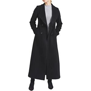 PLAERPENER Women's Double Breasted Charming Cashmere Wool Pea Coat Jacket Warm Thick Long Winter Outwear Trench Coat (UK, Numeric, 16, Regular, Regular, Black suit collar 2)