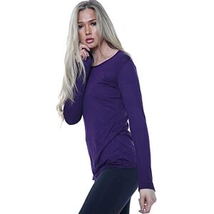 Nathnic&#174; Women Ladies Long Sleeve Round Neck Plain Top Stretchy Casual Summer T-Shirts Basic Slim fit Tee Tops (Purple, 24-26)