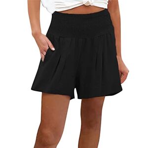 SRTUMEY Womens Summer Casual Shorts Smocked Elastic Waist Comfy Beach Shorts Skirts for Women Shorts Black
