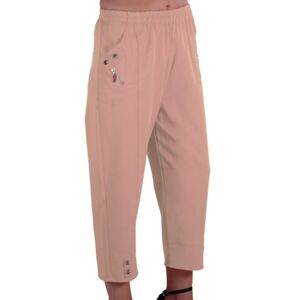 Eyecatch - Women Capri Crop Pants Flexi Stretch Plus Sizes Ladies 3/4 Trousers Stone Size 18
