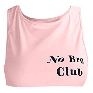 Womens Casual No Bra Club Letter Print Vest Short Tank Tops Bra Blouse(L,Pink)