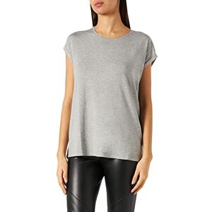 Bestseller A/s Vero Moda Women's VMLAVA Plain SS TOP Strip GA NOOS T-Shirt, Light Grey Melange/Stripes:Silver Lurex, S