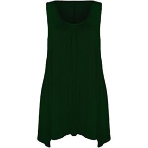 Mustwearit New Womens Ladies Hanky Hem Baggy Summer Casual Long Tunic Vest Top UK Size 8-26 Bottle Green