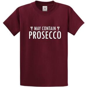 May Contain Prosecco Drinking Funny Tee Unisex Adult Crew Neck T-Shirt(XL, Wine)