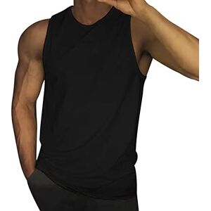 Generic Tank Top Mesh Men's Summer Plain Vest Fashion Casual Vintage Wash Sleeveless T-Shirt Vest Top Men's Undershirt with Lace, black, XL