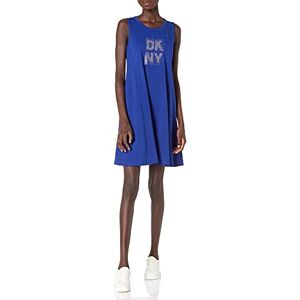 DKNY Women's T-Shirt Dress, Marine Sleeveless Trapeze with Embellished Logo, X-Small