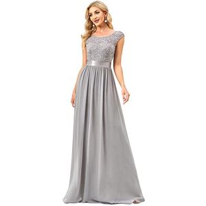 Ever-Pretty Women's Sleeveless Round Neck Elegant A Line Chiffon Lace Empire Waist Bridesmaid Dresses Grey 26UK