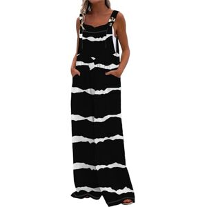 Generisch Women Summer Crop Sleeveless Casual Summer Flowy Wide Leg Jumpsuit Women's Elegant Long Sleeve, black, M