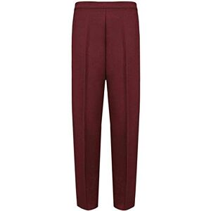 Fashion City C.O.F&#174; Ladies Half Elasticated Trouser Women's Stretch Waist Casual Office Work Formal Pull On Trousers Straight Leg Pants Bottoms with Pockets (Wine, 8-29")