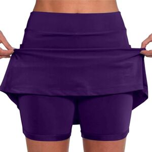 Big Deals Day June JiaMeng-ZI Trendy Skorts with Pockets Tummy Control Plus Size Skorts for Women High Waist Athletic Sports Pants Skirt Casual Short Pants Purple